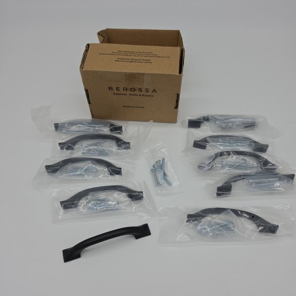 BEROSSA 10 Pack Matte Black Cabinet Pulls 3 Inch Black Cabinet Handles Black...